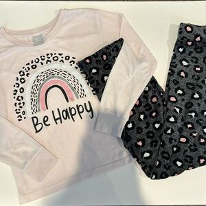 Jellifish Kids Pink/cheetah/rainbow pajama set size large (10/12)